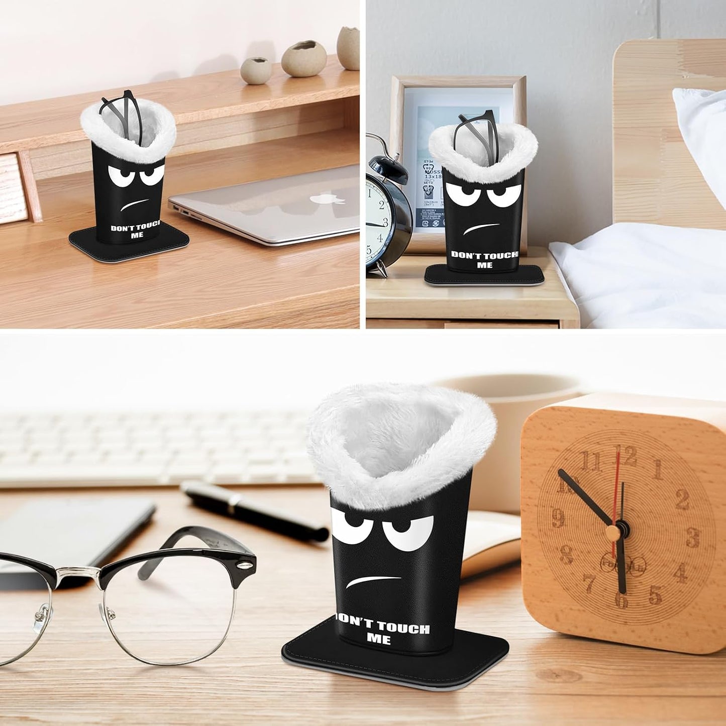FINTIE Plush Lined Eyeglasses Holder, Glasses Stand Case For Nightstand | Soft Plush Lining, Bedside Eyeglasses Holder, Office Desktop Organizer, Small Item Storage, Anti-Scratch - Colors A