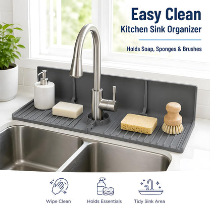 Silicone Sink Splash Guard Behind Faucet, Faucet Mat Backsplash Guard Black