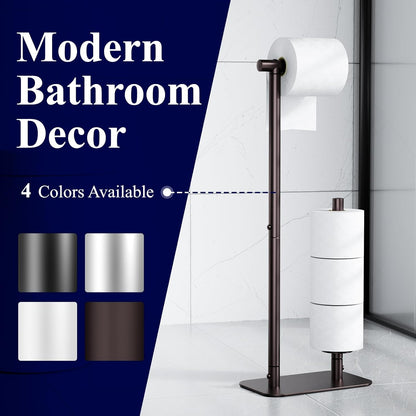 Kitsure Toilet Paper Holder Stand, Bathroom Storage, Medium, Black | Large Capacity Toilet Paper Holder for 4 Rolls, Rustproof Toilet Paper Holder Free Standing, Non-Slip Stable Base