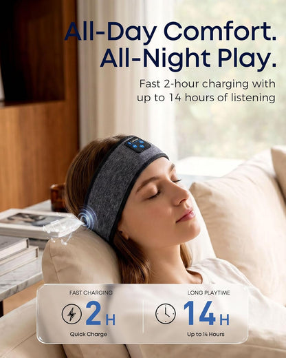 Sleep Headphones Headband, Bluetooth 5.4 Sleeping Headphones for Side Sleepers, Wireless Headband Headphones with Ultra-Thin Stereo Speakers for Sports, Workout, Travel, Meditation