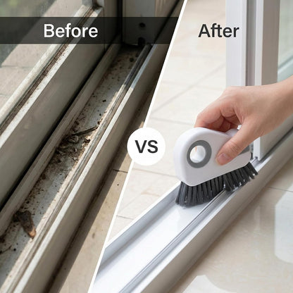 2 Pcs Window Track Cleaner Brush, Window Sill Cleaner Tool with Scraper | Multifunctional Hard Bristle Grip Brush for Sliding Door Track, Windows Sill, Windows Seal