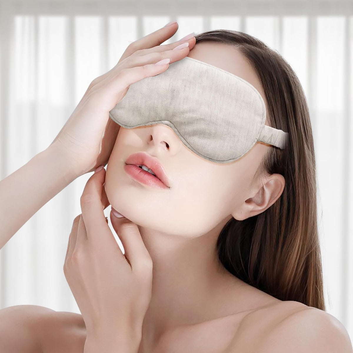 Eye Masks for Sleep, Beige Cotton Sleep Mask Lightweight and Comfortable Elastic Eye Mask for Nighttime Sleeping, Traveling Suitable for Men Women