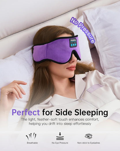 Perytong Sleep Mask with Bluetooth 5.4 Headphones, Wireless Music Sleep Eye Mask for Side Sleepers, 3D Contoured Comfort & Built-in HD Stereo Earphones, Blackout for Travel (Peach Pink)