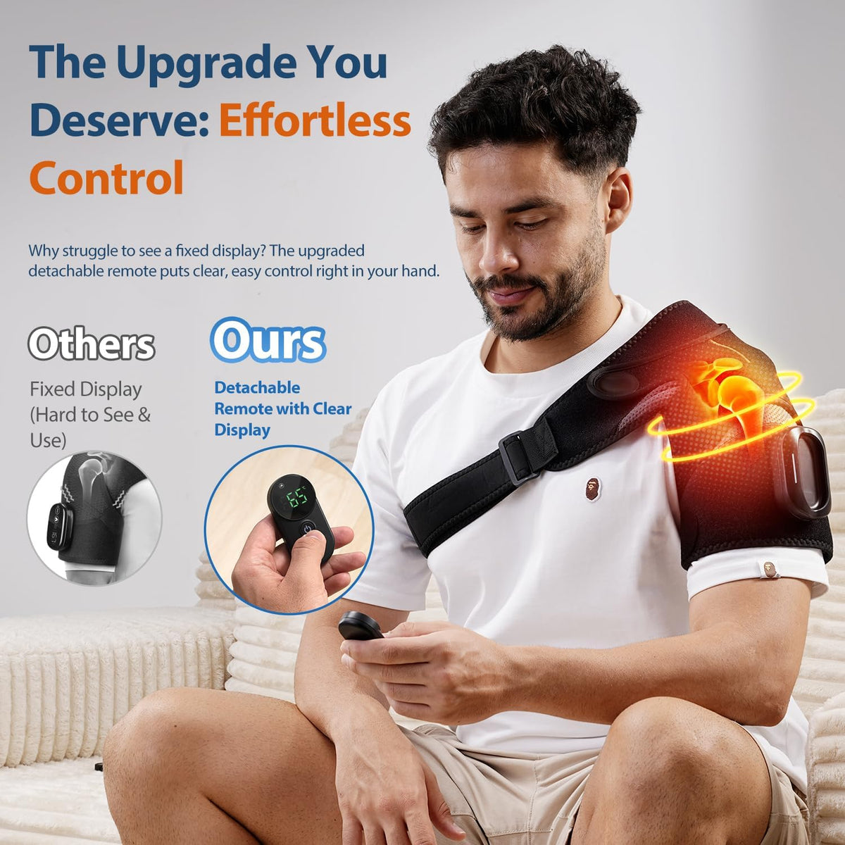 HOMRELEXA Shoulder Heating Pad, Shoulder Massager with Detachable Remote