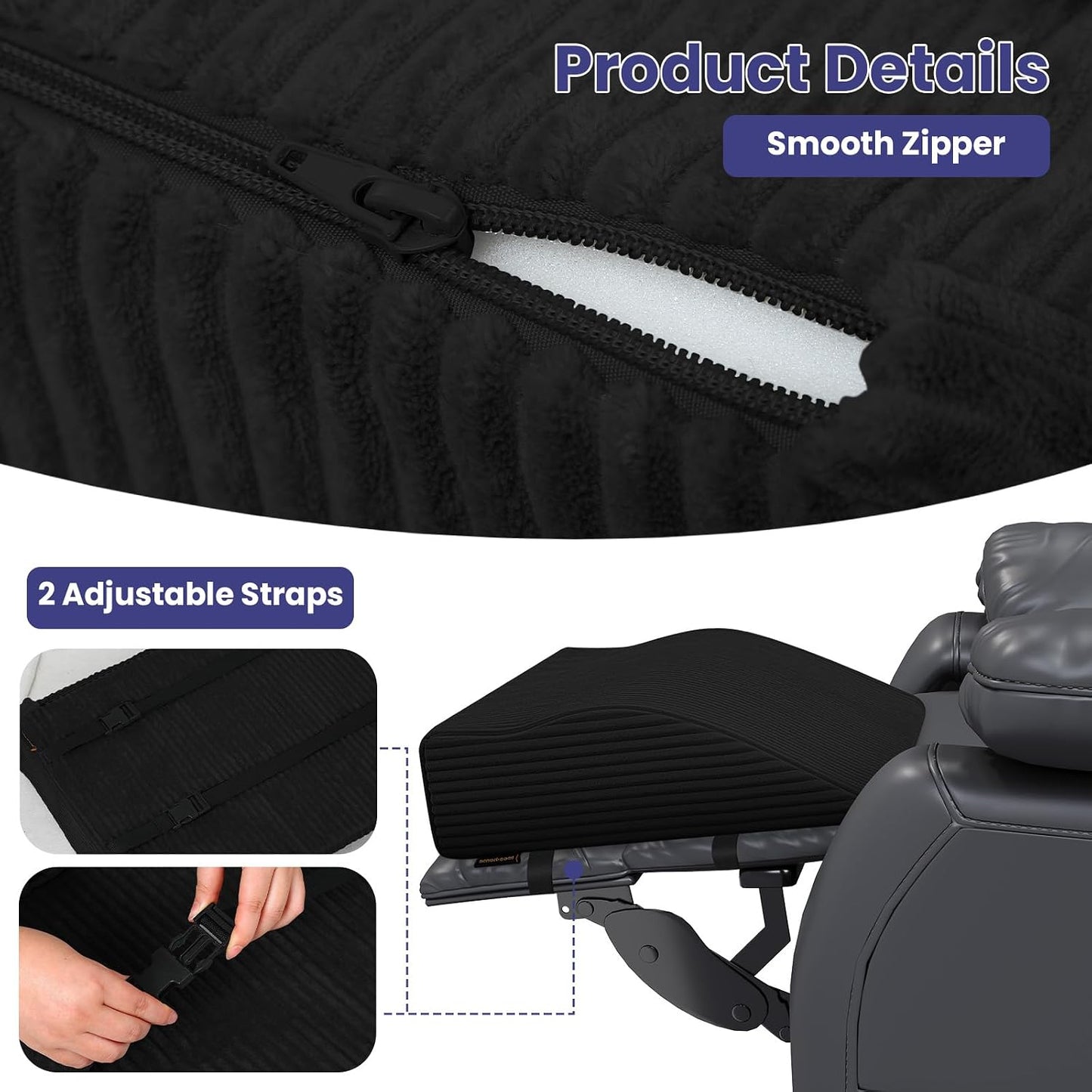 idee-home Recliner Leg Rest Cushion, Recliner Footrest Extender Pillow | Multi Purpose Ergonomic Foot Pillow Back & Lumbar Support Cushion with Removable Corduroy Cover for Bed Sofa Couch, Green