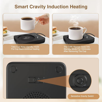 Tiptop Home Coffee Mug Warmer for Desk, Auto Shut Off, 3 Temperature Settings, Smart Candle & Tea Warmer with Gravity Sensor