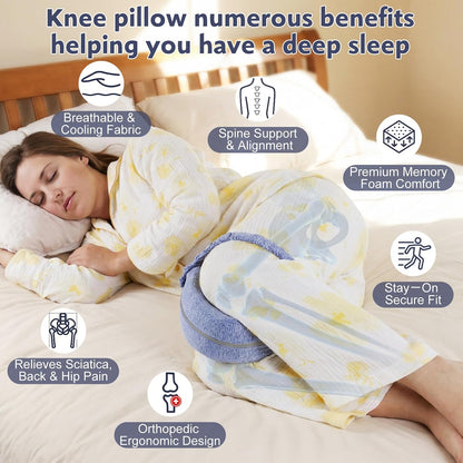 Revoget Alignment Pillow for Side Sleepers, Relieve Leg Pain & Sciatica 2026 New Knee Pillow for Side Sleepers, Hips Buttocks Back Sciatica Relief Pillow with Adjustable Strap (Star Blue)