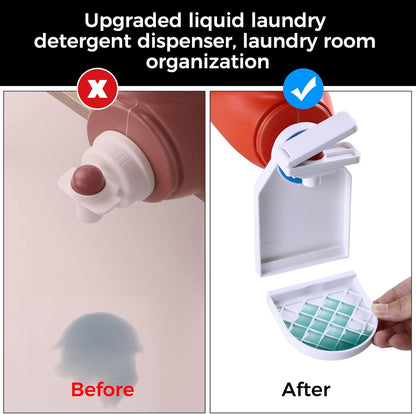KMOUANTS 2 Pack Laundry Detergent Dispenser Cup Holder, Nozzle button upgrade，Easily No More runny or Messy Laundry Detergent, Laundry Cup Holder and drip Tray Room Organization and Storage
