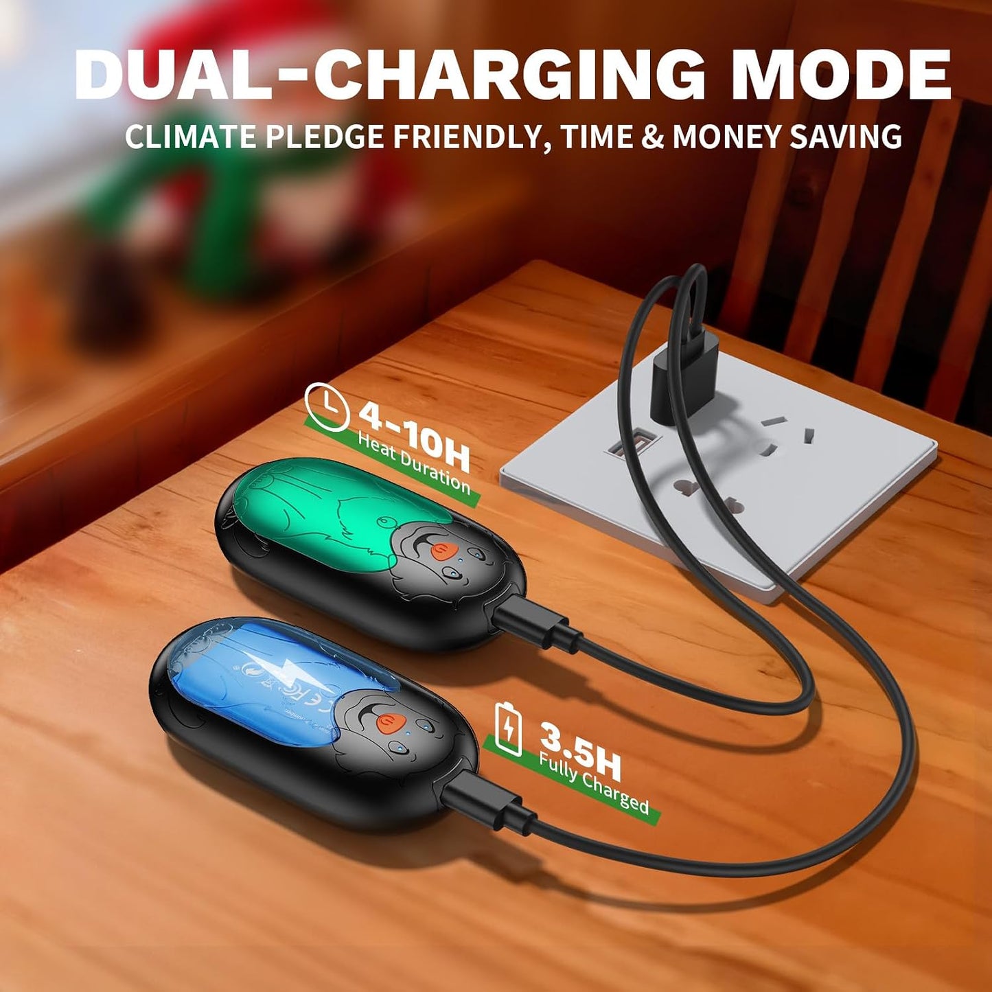 Hand Warmers Rechargeable 2 Pack, Magnetic Electric Handwarmer, 3-Level Steady Temperature, Up to 24 Hours Heating for Christmas Birthday Gifts, Hunting Essentials