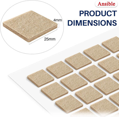 Ansible Felt Furniture Pads Chair Leg Floor Protectors 1" 60PCS | Felt Pads for Hardwood Floors,Self-Adhesive, Reduce Noise and Anti-Scratches,Easy to Install,Beige,Round