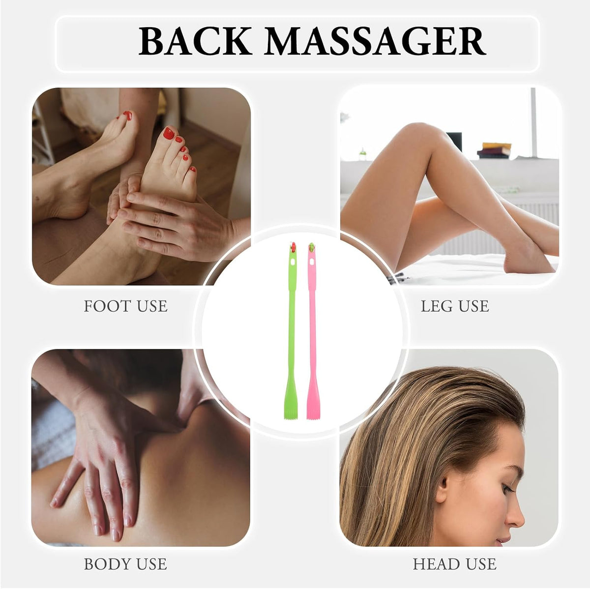 Healifty 2 Pack Portable Back Scratcher Long Handle Hand Shaped Itch Rake Massager for Neck Shoulder and Back Relief Home Use Gift for Family