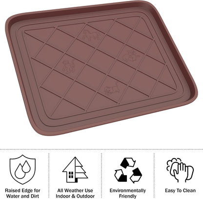All-Weather Boot Tray - Water-Resistant Plastic Mud Pan, Pet Food Tray, and Outdoor or Indoor Shoe Mat for Entryway by Stalwart (Black)