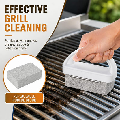 Heavy Duty Grill Cleaning Brick with Handle, Durable Griddle Pumice Stone Cleaning Blocks Removing Stains for Flat Top, Oven, Stove, BBQ Grates, Cookware (3)