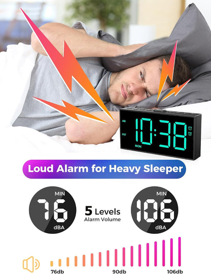 Vibrating Alarm Clock for Heavy Sleepers with Bed Shaker, 116dB Dual Alarms