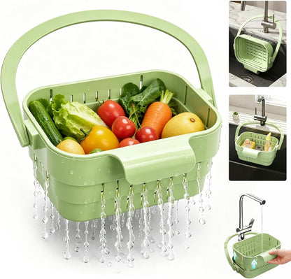 Foldable Hanging Sink Drain Basket, 2026 Upgraded Foldable Kitchen Sink Strainer, Hanging Foldable Fruit and Vegetable Filter Basket, Suitable for Kitchen Sinks, Easy to Store, Space-Saving (green)