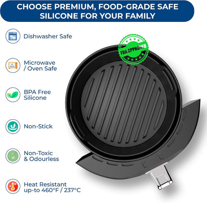 Premium 2 Pcs Silicone Liners for Ninja 4 QT AF101 | Strong and Long‑lasting 0.1inch Thickness | 0.3inch high Silicone Lines on Base for AirFlow | Specially Designed for Circular AF101 Air Fryer