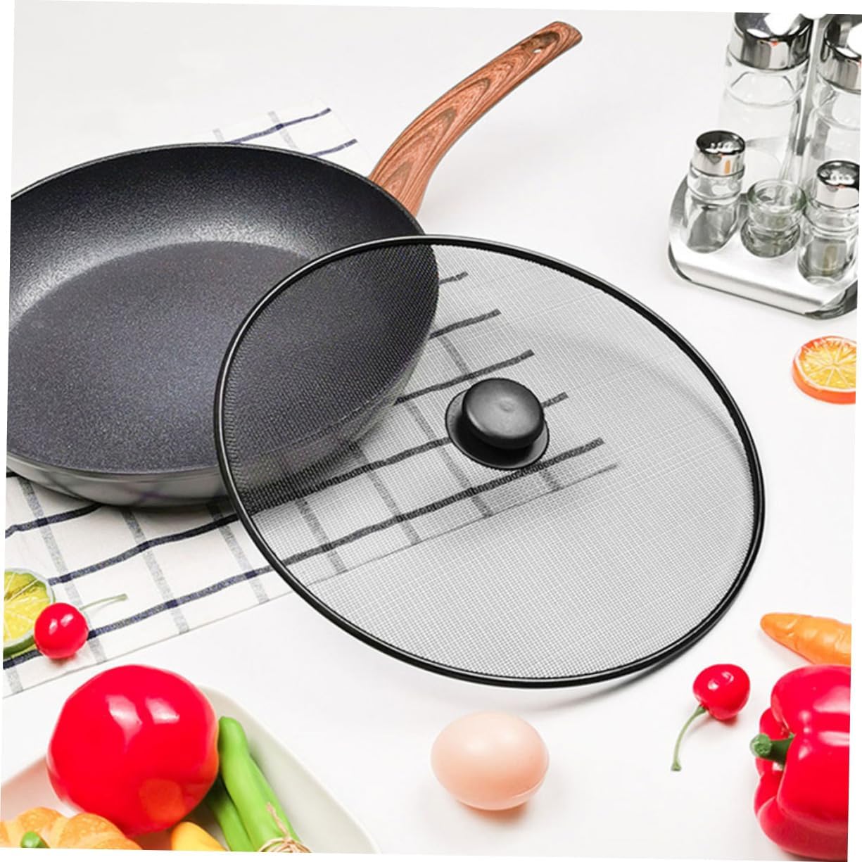 BESPORTBLE Grease Splatter Screen for Frying Pan Cooking Splatter Screen 11.41 X 11.41 X 1.18 in Oil Splash Guard for Pots Skillets and Woks Mesh Cover for Stove Top Cooking
