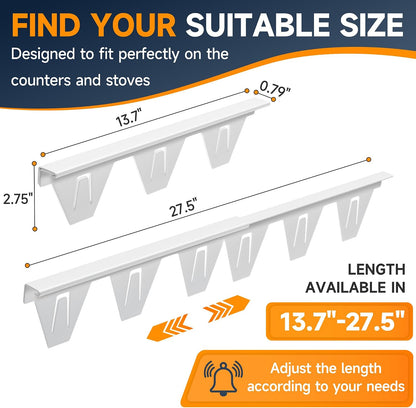 Stove Gap Covers Stainless Steel, Stove Gap Filler Between Stoves and Counter Guard, Heat Resistant Oven Side Gap Filler, Kitchen Range Trim Kit, Retractable Length 13.8" to 27.5" Black-2 Pack