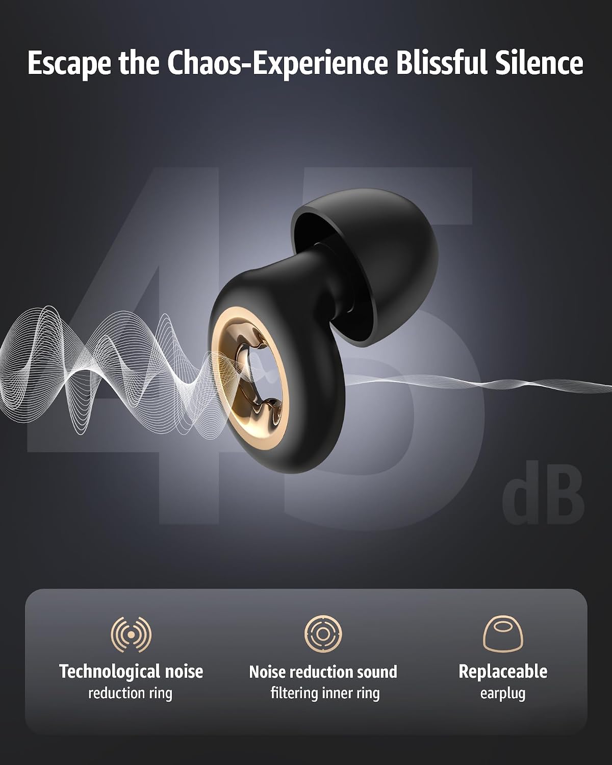 Ear Plugs Noise Cancelling for Sleeping: 45dB Earplugs with 8 Eartips & Ultra-Soft Silicone - Reusable Earbuds for Concerts, Travel, Snoring, Side Sleepers