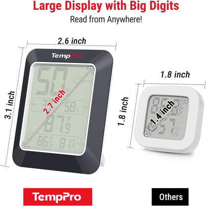 TempPro TempAir Digital Hygrometer Indoor Thermometer Humidity Monitor | Humidity Meter Room Thermometer Humidity Gauge with Temperature Humidity Monitor for House Celler Kitchen Greenhouse, 3 Pack