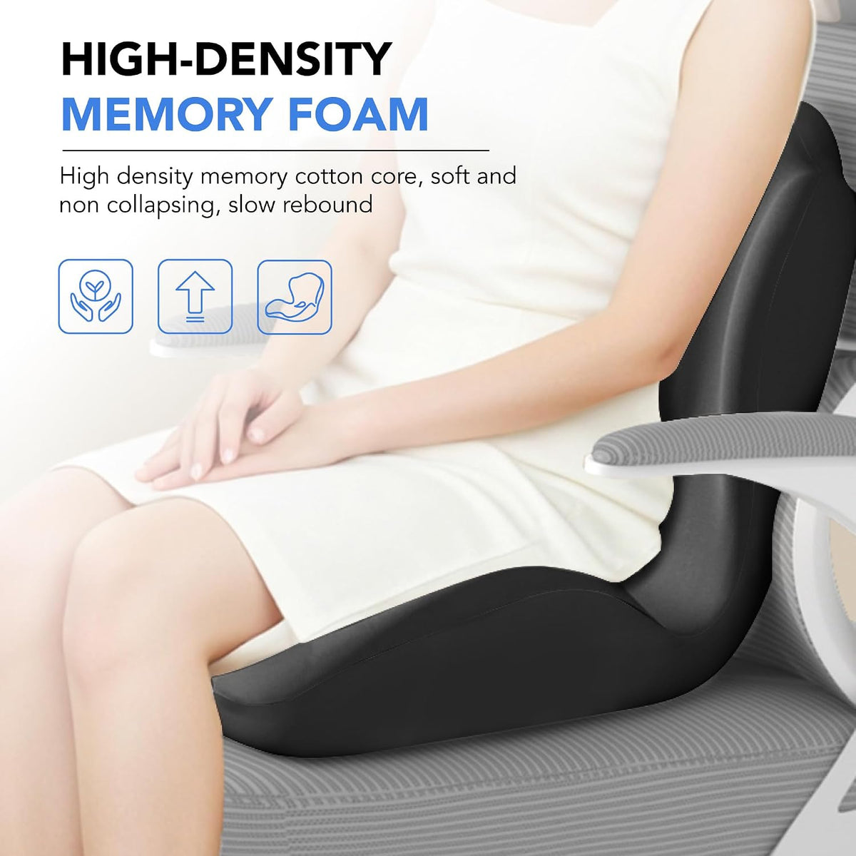 Ergonomic Waist Support and Seat Cushion, L-Shaped Memory Foam Pad (Grey)