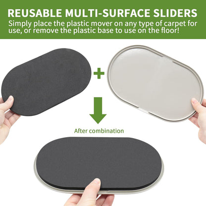 2 in 1 Furniture Sliders, 8 PCS in 3 1/2" or 4", Brown | Furniture Sliders for Hardwood Floors, Furniture Sliders for Carpet, Sliders for Moving Furniture, Furniture Movers Sliders