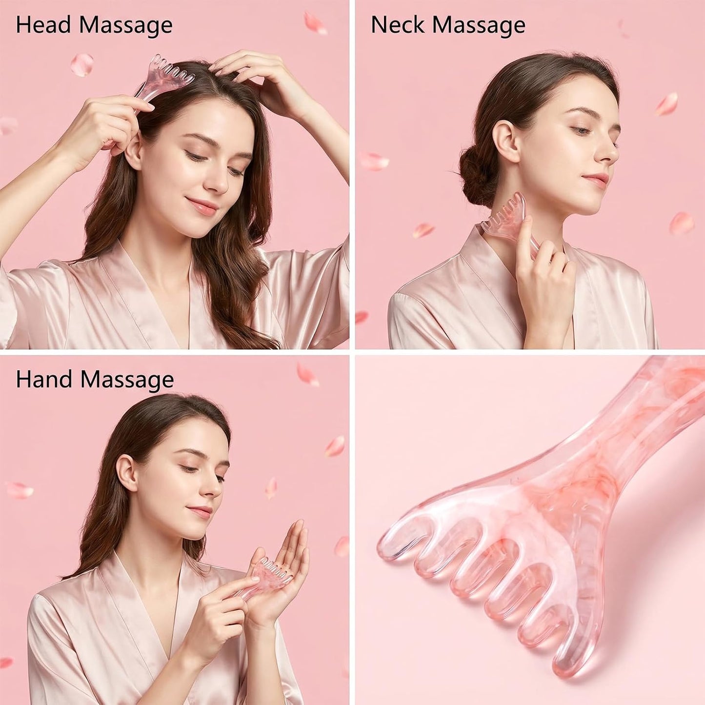 ElevateTech Scalp Massager Handheld Comb, 2 Pcs Head Massager Scalp Comb Manual Hair Scalps Massage Gua Sha Tool Five Claw Resin Relax Spa Tool for Soothing Head Massage, Pink