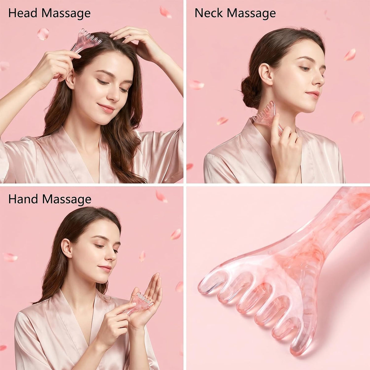 ElevateTech Scalp Massager Handheld Comb, 2 Pcs Head Massager Scalp Comb Manual Hair Scalps Massage Gua Sha Tool Five Claw Resin Relax Spa Tool for Soothing Head Massage, Pink