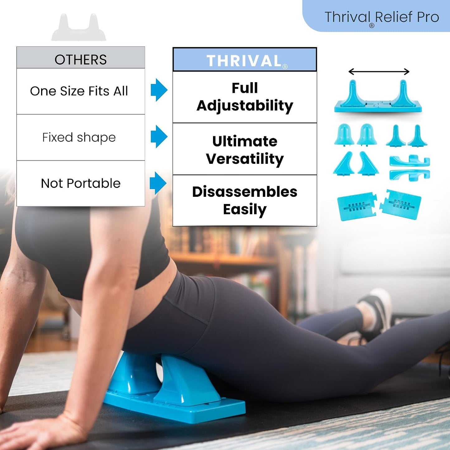 Arch Back Stretcher, Psoas Muscle Release Tool, Carbon Black | Fully Adjustable, Thrival App Compatible, Trigger Point Relief