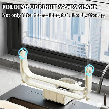 Kitchen Sink Strainer with Filter Mesh Bag, Food Waste Filter Basket, Suction Cup Folding Washing Vegetables and Fruits Drying Bag Holder