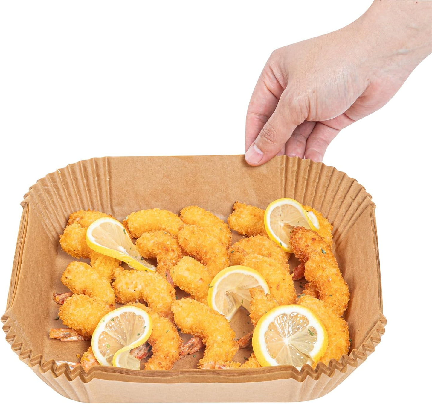 Restaurantware-Pastry Tek 8.1 x 5.5 x 1.8 Inch Air Fryer Liners, 100 Rectangle Air Fryer Baskets - No-Stick Silicone Coating, Unbleached, Food-Grade Paper Liners, For Steamer, Microwave, Oven