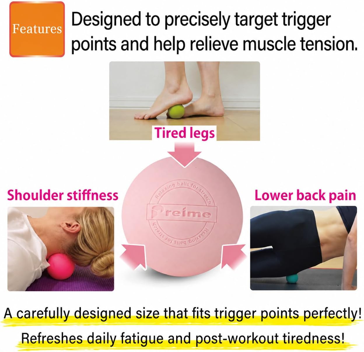 Massage Lacrosse Balls for Myofascial Release, Trigger Point Therapy,Manual Massage Balls, Muscle Knots, and Yoga Deep Tissue Massage. Set of 2 Firm Balls (Ivory and Off-White)