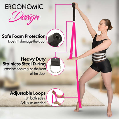 Stretching Strap with Door Anchor for Splits and Flexibility Training | Improve Leg Flexibility at Home, Ideal for Ballet, Dance, Cheerleading, Yoga, Pole Dance and Gymnastics