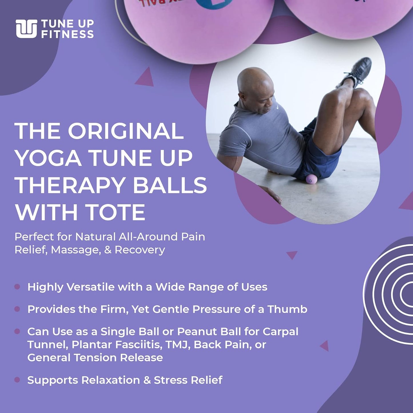YOGA TUNE UP® Therapy Balls in Tote by Tune Up Fitness - Massage Balls for Trigger Point, Pressure Point & Myofascial Release - Use as Single or Peanut Ball for Pain Relief & Relaxation (Aqua Blue)