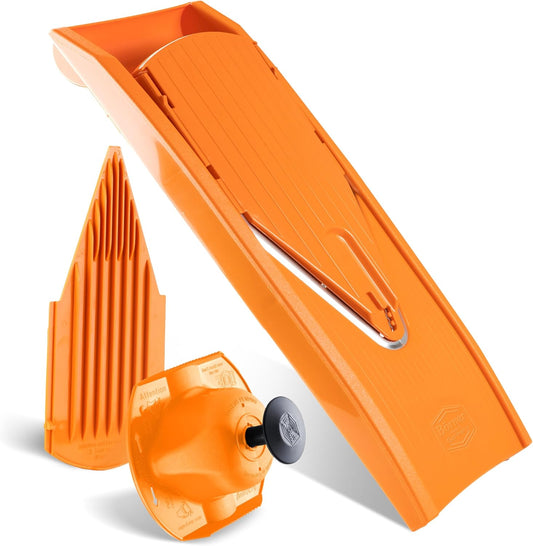 Borner Mandoline Food Slicer V1 (Basic Set) by Reston Lloyd • V-Slicer with Food Holder • Made in Germany • Fruit & Vegetable Chopper • Multiple Settings • Color: Red