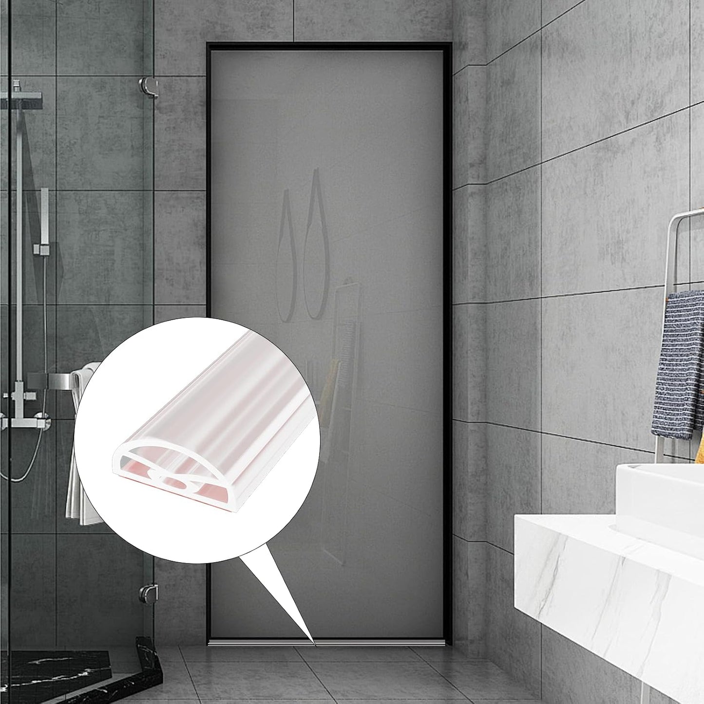 39” Transparent Shower Threshold Water Dam Stopper for Dry Wet Separation | Self Adhesive Collapsible Walk in Shower Splash Guard Seal Strip,Silicone Sink Edge Water Barrier for Bathroom,Kitchen