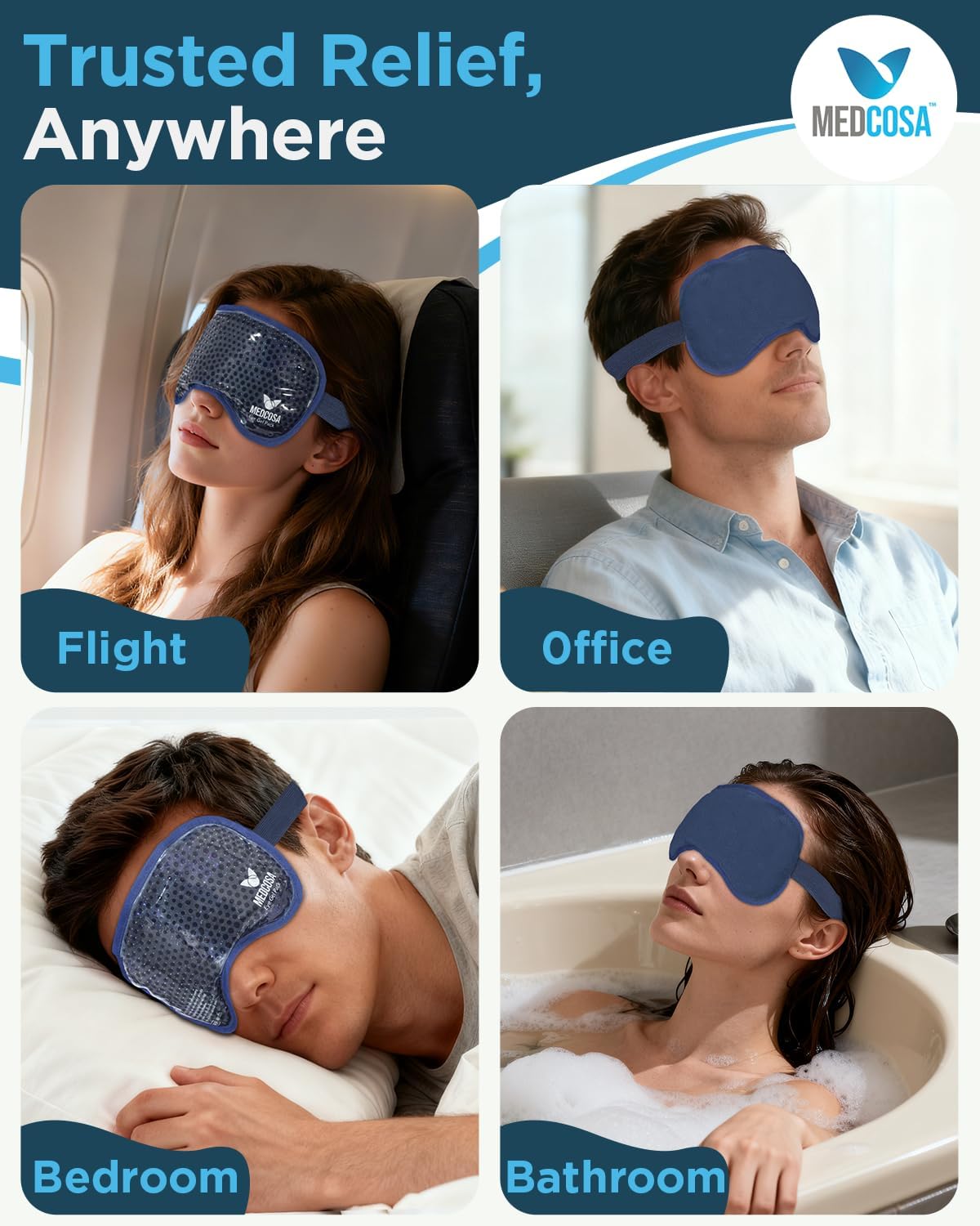 Medcosa Eye Ice Pack - Cool & Soothe Your Tired Eyes with Our Cold Gel Mask - Cooling for Puffy Eyes & Aiding Sleeping