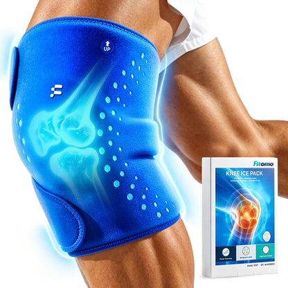 Knee Ice Pack Wrap, Long-Lasting Cold Compression for Knee Pain Relief | Thickened Gel, Stays Cold Longer, Soft After Freezing, Adjustable Fit, No Slip, Full Wrap cooling, Reusable Cold Hot Therapy