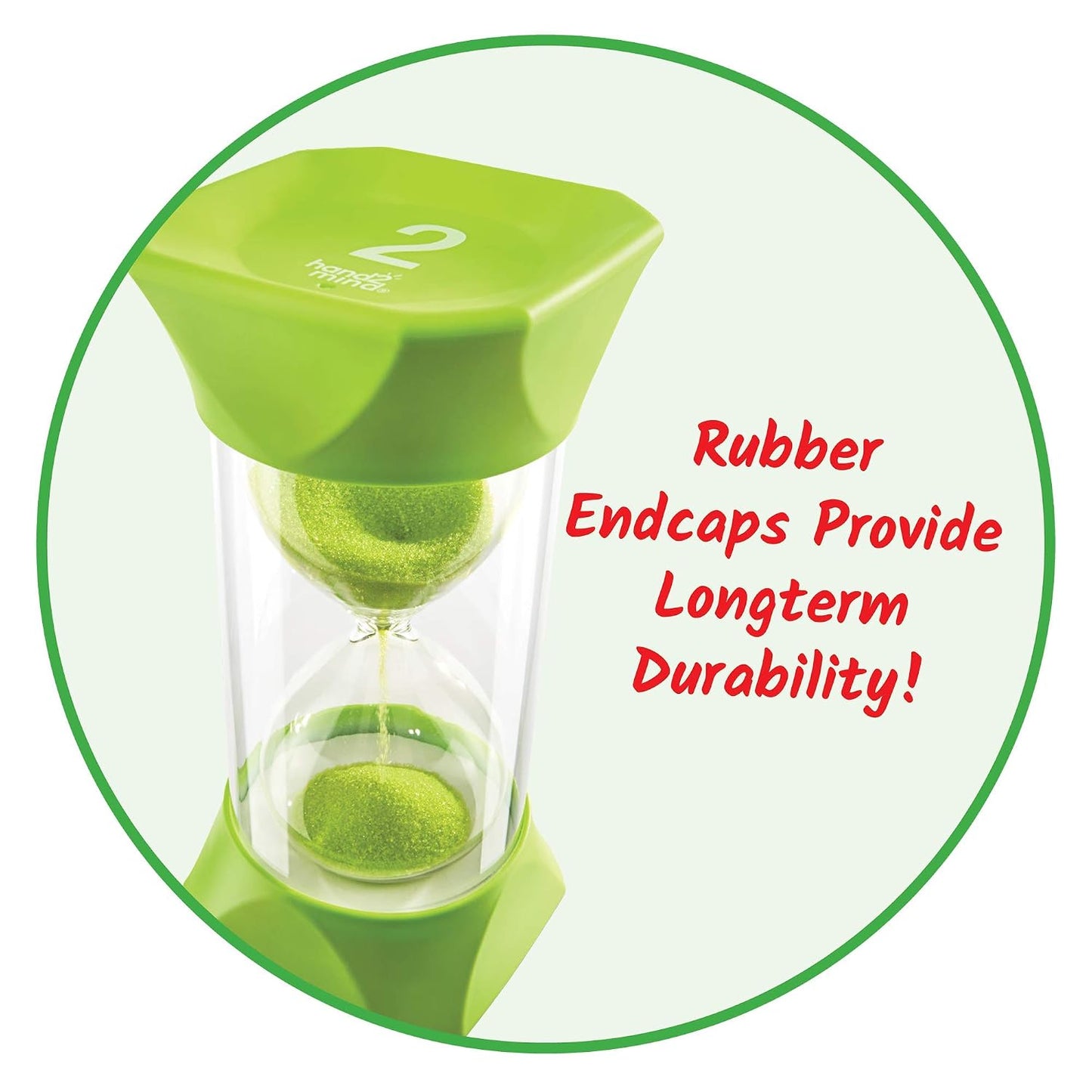 hand2mind Orange Jumbo Sand Timers, 5 Minute Sand Timer, Hourglass Sand Timer with Soft Rubber End Caps Offers Quiet Pausing, Classroom Sand Timers for Kids, Teeth Brushing and Game Timer (Set of 1)