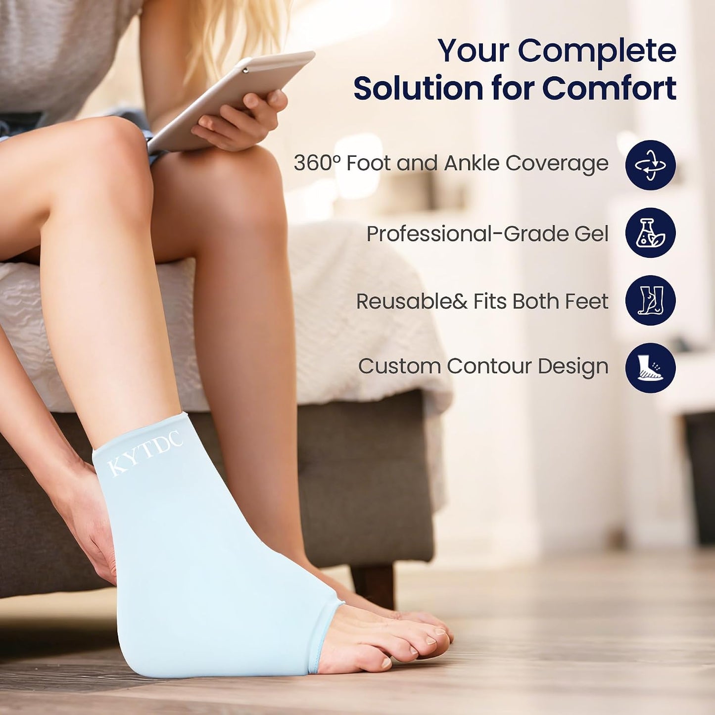 Ankle Ice Pack Wrap for Swelling & Sprained Ankle, Blue, Small+Ice Packs | Reusable Gel Ice Pack for Hot & Cold Therapy - Compression Sleeve for Swelling, Achilles Tendonitis,Plantar Fasciitis