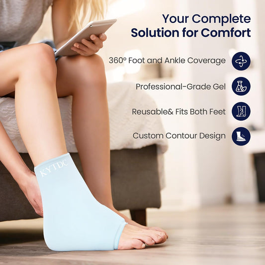 Ankle Ice Pack Wrap for Swelling & Sprained Ankle, Blue, Small+Ice Packs | Reusable Gel Ice Pack for Hot & Cold Therapy - Compression Sleeve for Swelling, Achilles Tendonitis,Plantar Fasciitis