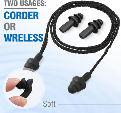 Tondiamo 200 Pairs Ear Plug Bulk with Cord Reusable Silicone, Fresh