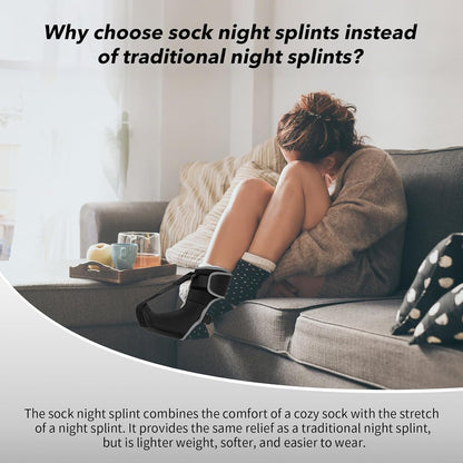 Plantar Fasciitis Night Splint Sock with Massage Ball for Tension Relief, Alleviate Pain from Plantar Fasciitis, Arch Pain, Heel Spur, Foot-drop and Achilles Tendonitis, Soft and Comfortable Foot Brace for Men and Women, Large-Black