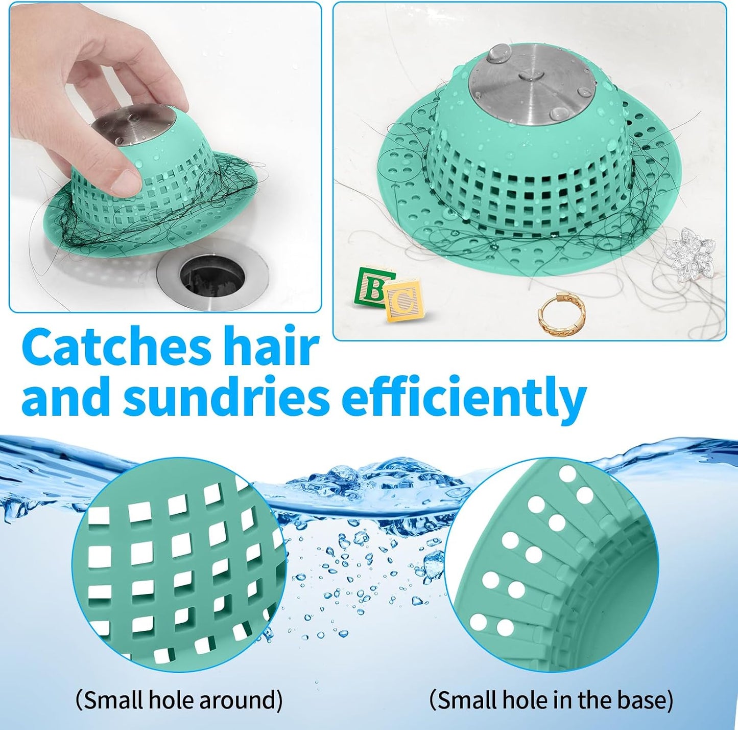 Aluvor Shower Drain Hair Catcher Bathtub Drain Cover Sink Drain Protector | Bathroom Sink & Bathtub Drain Strainer for Pop-Up & Regular Drains, Silver Grey