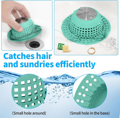 Aluvor Shower Drain Hair Catcher Bathtub Drain Cover Sink Drain Protector | Bathroom Sink & Bathtub Drain Strainer for Pop-Up & Regular Drains, Silver Grey