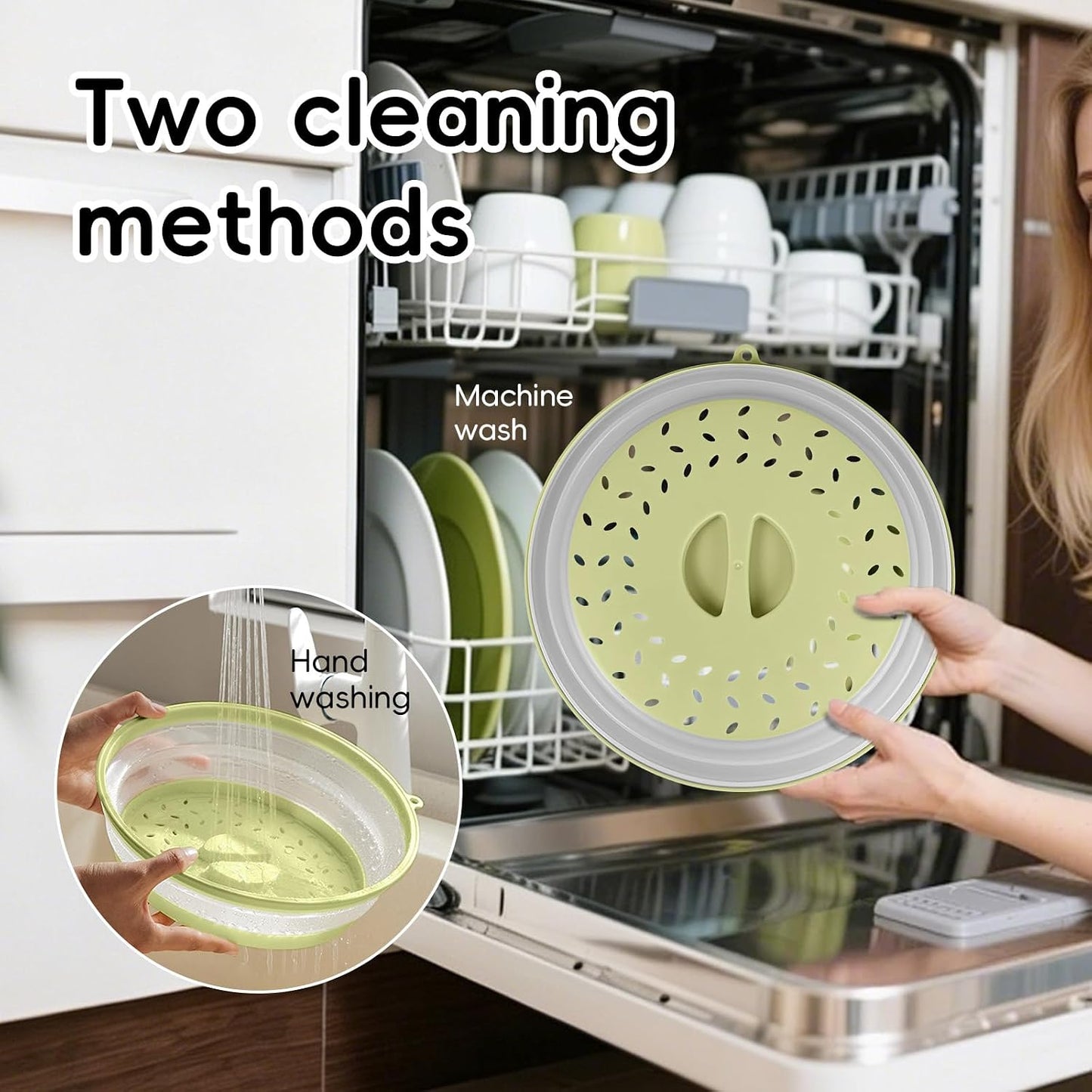 10.6“ Collapsible Microwave Splatter Cover for Food & Silicone Microwave Mat, Mat as Bowl Holder, Trivet, Pot Holders, Baking, Utensils Rest for Kitchen Counter, Dishwasher Safe (Grey)