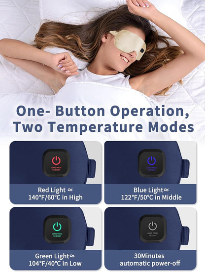 Dearan Upgraded 3 Temperature Modes Silk Heated Eye Mask Cordless,Rechargeable Warm Eye Heating Pad No Pressure for Dry Eyes, Sleep Eye Mask Christmas Gift for Men Women