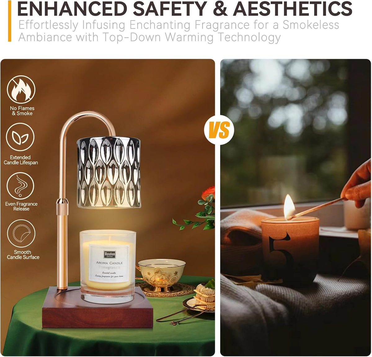 Candle Warmer Lamp with 3 Bulbs, Adjustable Height Dimmable Candle Warmer with Timer, Candle Lamp with Charming Gift Box Ribbon,Birthday Gifts for Women Mom, House Warming Gifts New Home Decor