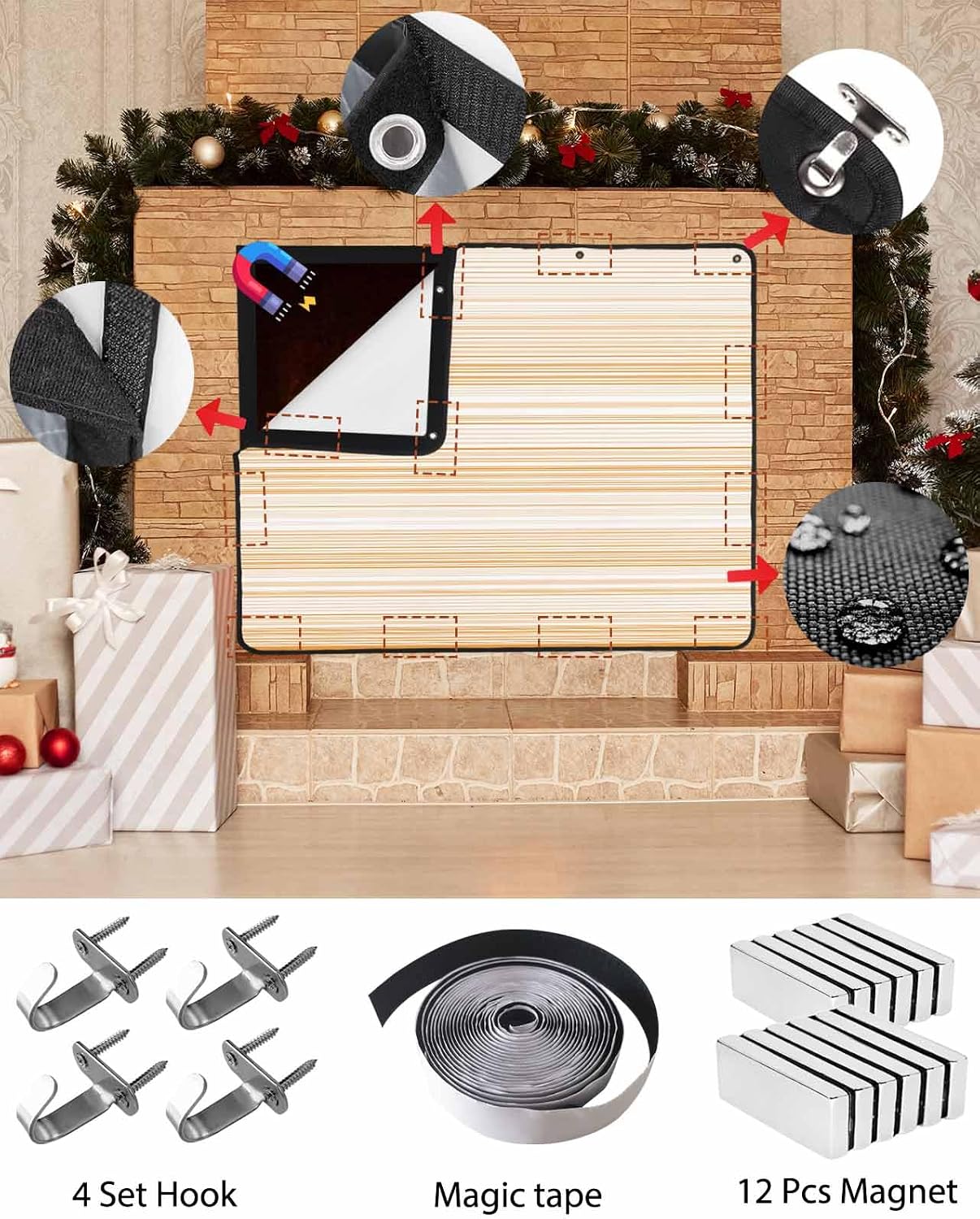 Magnetic Fireplace Cover Purple Stripes Fireplace Screen Decorative Classic Striped Lines Insulation Fireplaces Blocker Blanket Save Energy Fireplaces Draft Stopper Covers for Living Room 36x30 Inch