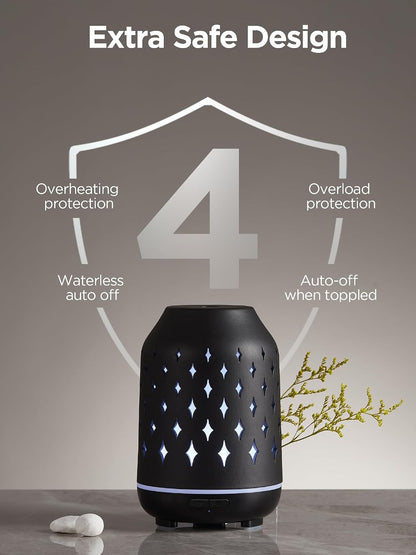 InnoGear Essential Oil Diffuser, 150ml Ceramic Stone Diffuser Handcrafted Aromatherapy Diffusers Ultrasonic Cool Mist Humidifier Vaporizor with 2 Mist Modes Waterless Auto Off for Room Office, White